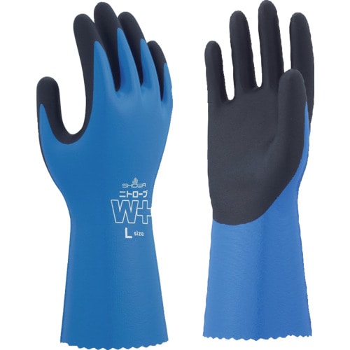 トラスコ中山 ショーワ ニトリルゴム手袋 NO378Plus ニトローブW+ 右手2本 ブルー Lサイズ 478-2554 (ご注文単位1パック) 【直送品】