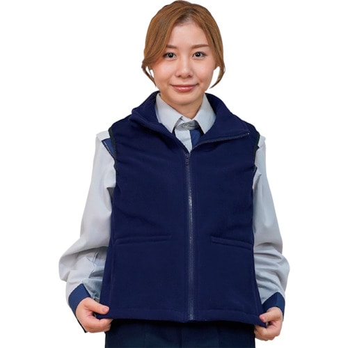 トラスコ中山 岡潮 紺色フリース発熱ベスト+モバイルバッテリー10,000mAhセット 4L 452-5909 (ご注文単位1個) 【直送品】