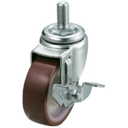 トラスコ中山 ユーエイ ねじ込み式 自在 ステンレスキャスター ウレタン 車輪径75mm ストッパー付き Sタイプ SUS-ST-S型 ネジ寸法M16×40ピッチ2 809-3307 (ご注文単位1個) 【直送品】