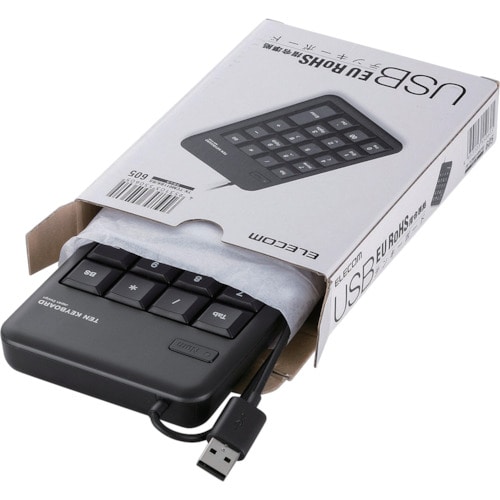 トラスコ中山 エレコム テンキーパッド メンブレン ブラック Rohs 130-8101 (ご注文単位1個) 【直送品】
