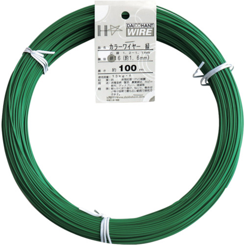 DAIDOHANT カラーワイヤー 緑 #16(1.6mm) 1Kg巻 1巻（ご注文単位1巻）【直送品】