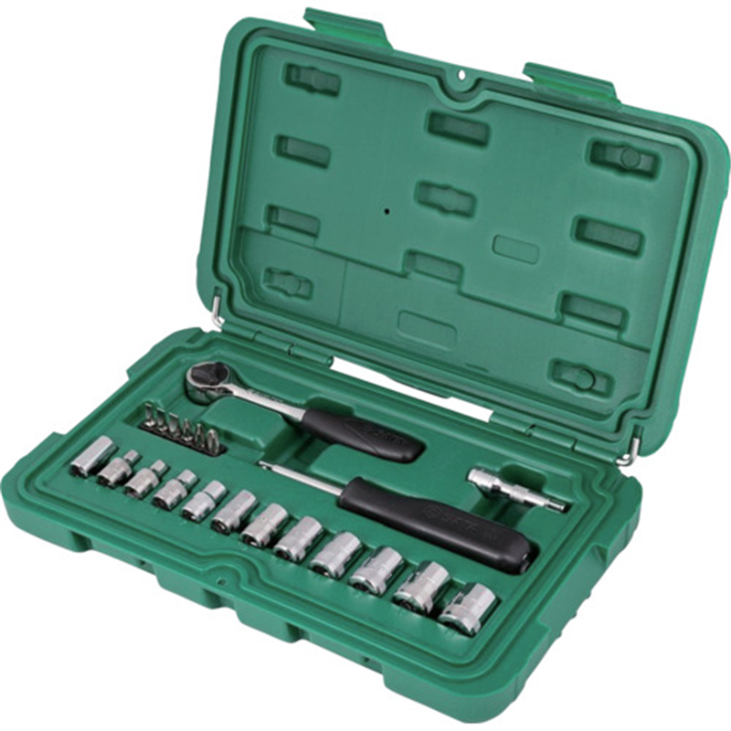 SATA 6角ソケットレンチセット 差込角6.35mm(21点) 1セット（ご注文単位1セット）【直送品】