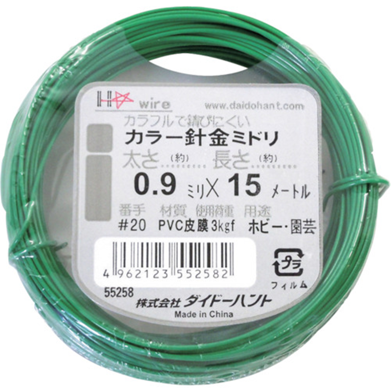 DAIDOHANT カラーワイヤー 緑 #20(0.9mm)x15m 1巻（ご注文単位1巻）【直送品】
