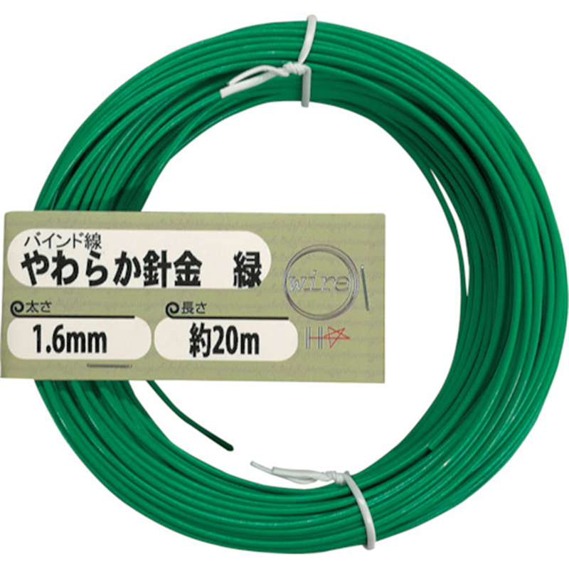 DAIDOHANT やわらか針金(バインド線)緑(外径)1.6mm×(長さ)20M 1巻（ご注文単位1巻）【直送品】