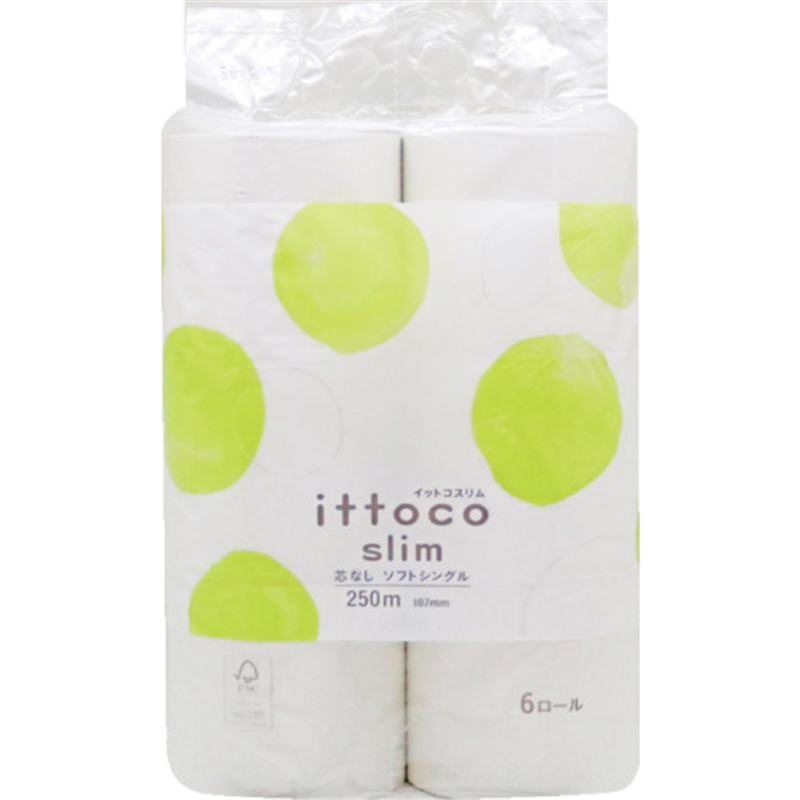 イトマン トイレットペーパー イットコ芯なしSLIM6R250S 1ケース（ご注文単位1ケース）【直送品】