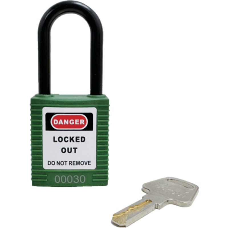 セーフラン ロックアウト用絶縁パドロック 緑 吊38mmタイプ 1個（ご注文単位1個）【直送品】