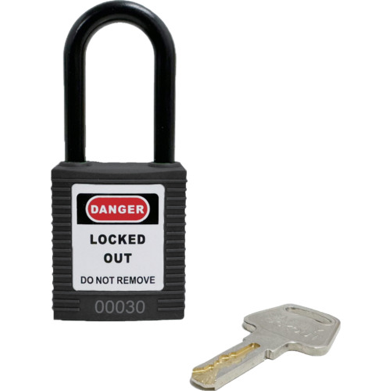 セーフラン ロックアウト用絶縁パドロック 黒 吊38mmタイプ 1個（ご注文単位1個）【直送品】