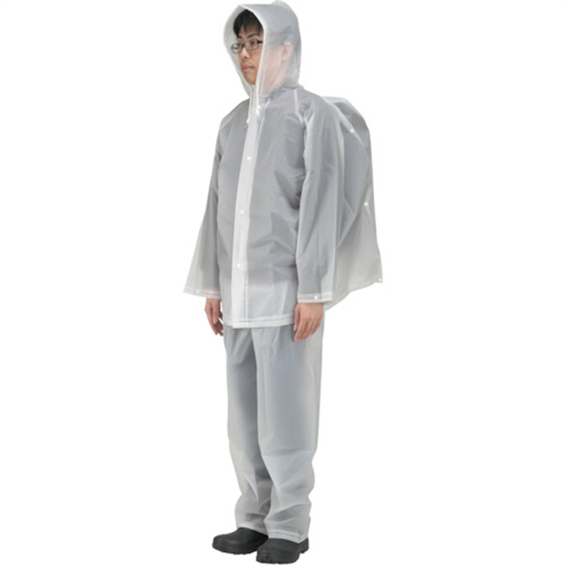 カジメイク EVAレインスーツ(マチ付リュックサック) クリア L 1着（ご注文単位1着）【直送品】