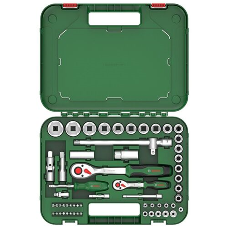 ボッシュ ラチェットセット 1/4+1/2インチ57ピース 1セット（ご注文単位1セット）【直送品】