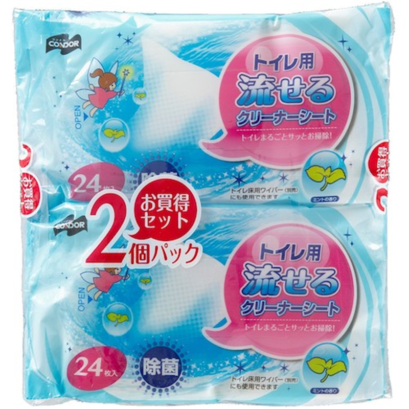 コンドル トイレ用流せるクリーナーシート 24枚入×2 1袋（ご注文単位1袋）【直送品】