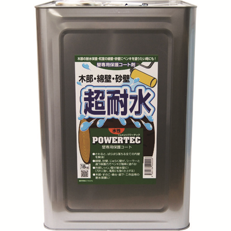 パワーテック 建物用塗料 超耐水保護コート剤(水性) 透明 18kg 1個（ご注文単位1個）【直送品】
