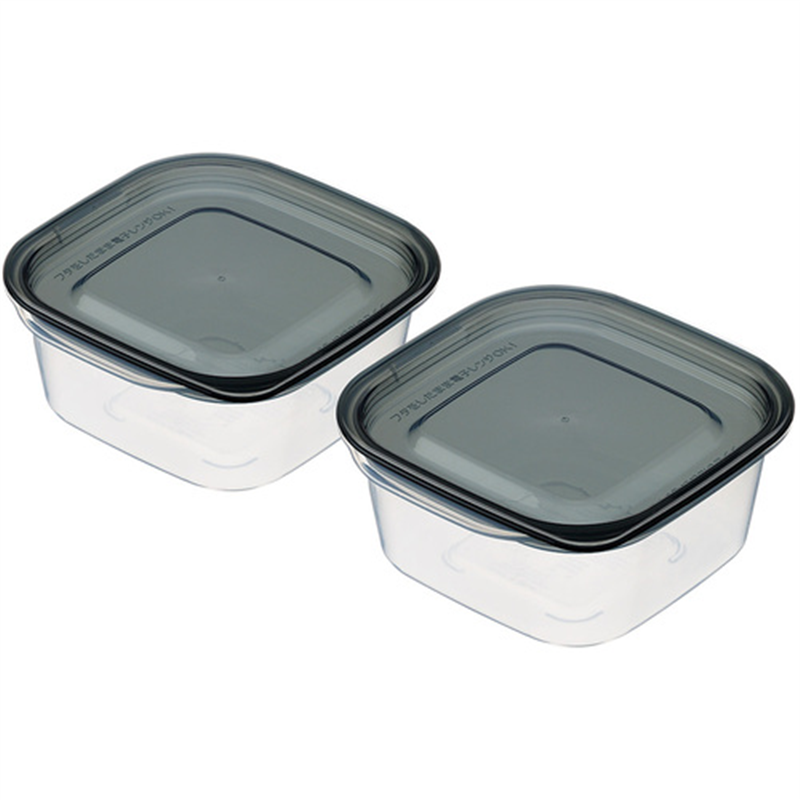 inomata 楽ちんパック スクエア270ml 2個組クリアーブラック 1組（ご注文単位1組）【直送品】