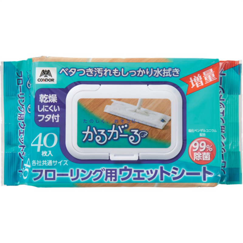 コンドル かるがーる フローリング用ウェットシート フタ付 40枚 1袋（ご注文単位1袋）【直送品】