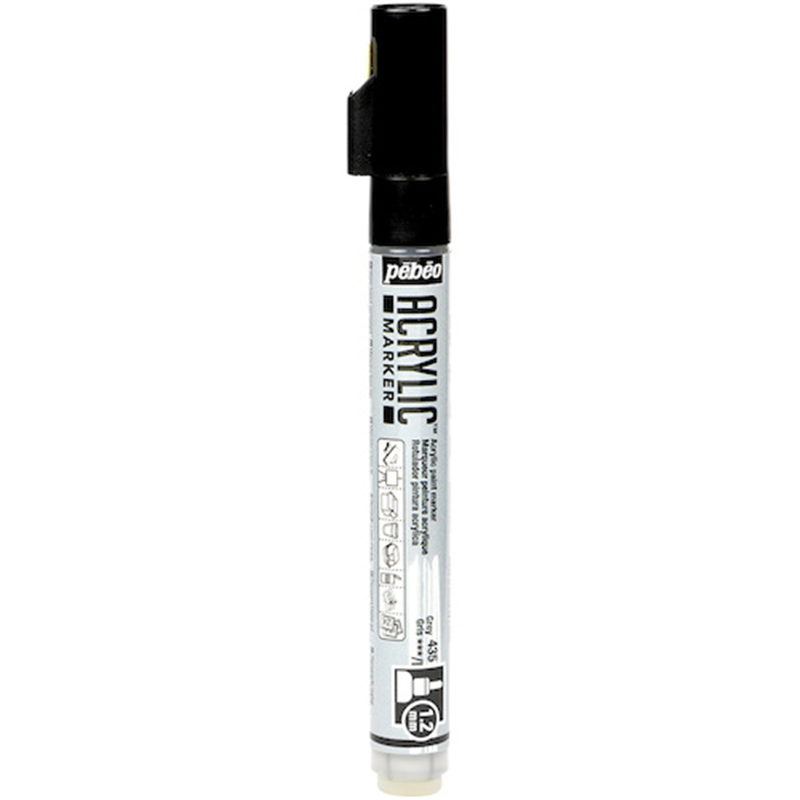 Pebeo アクリリックマーカー 1.2mm 細ラウンド グレイ 1本（ご注文単位1本）【直送品】