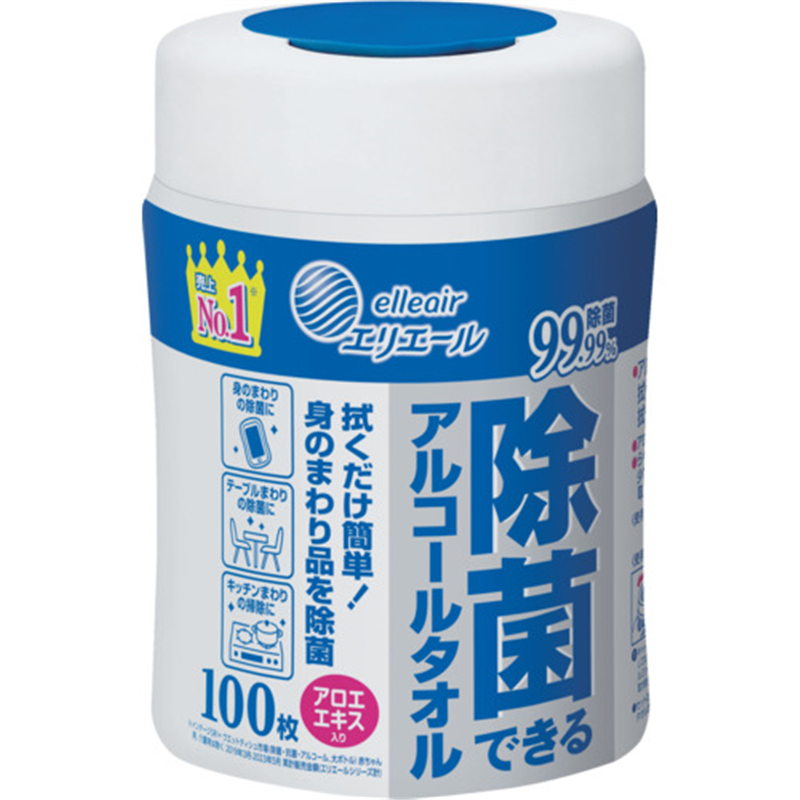 エリエール ウェットティッシュ 除菌できるアルコールタオル 本体 100枚 1ケース（ご注文単位1ケース）【直送品】