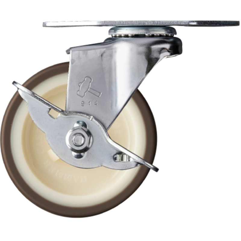 ハンマー Eシリーズコーナー 旋回式ウレタン車輪(ナイロンホイール)75mm ストッパー付 1個（ご注文単位1個）【直送品】