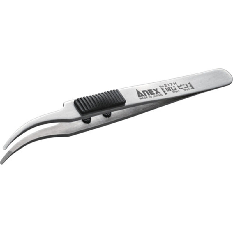 アネックス ラバーグリップ付ステンレスピンセット はじピン 先丸鷲型120mm 1本（ご注文単位1本）【直送品】