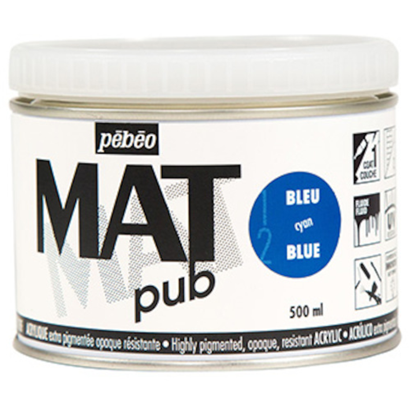Pebeo マットピュブ 500ml NO.12 シアンブルー 1本（ご注文単位1本）【直送品】