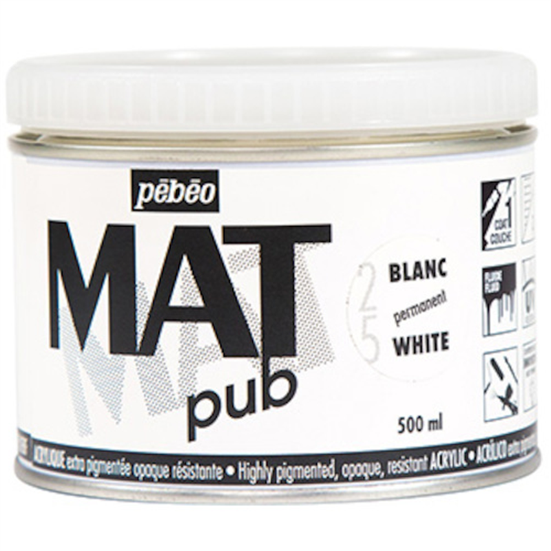 Pebeo マットピュブ 500ml NO.25 パーマネントホワイト 1本（ご注文単位1本）【直送品】