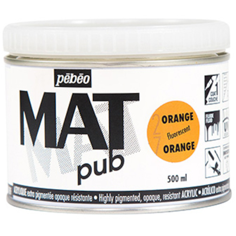 Pebeo マットピュブ 500ml NO.27 フルレセントオレンジ 1本（ご注文単位1本）【直送品】