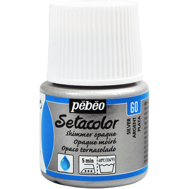 Pebeo 布用水性アクリル絵具セタカラーシマー 45ml シルバー 1本（ご注文単位1本）【直送品】