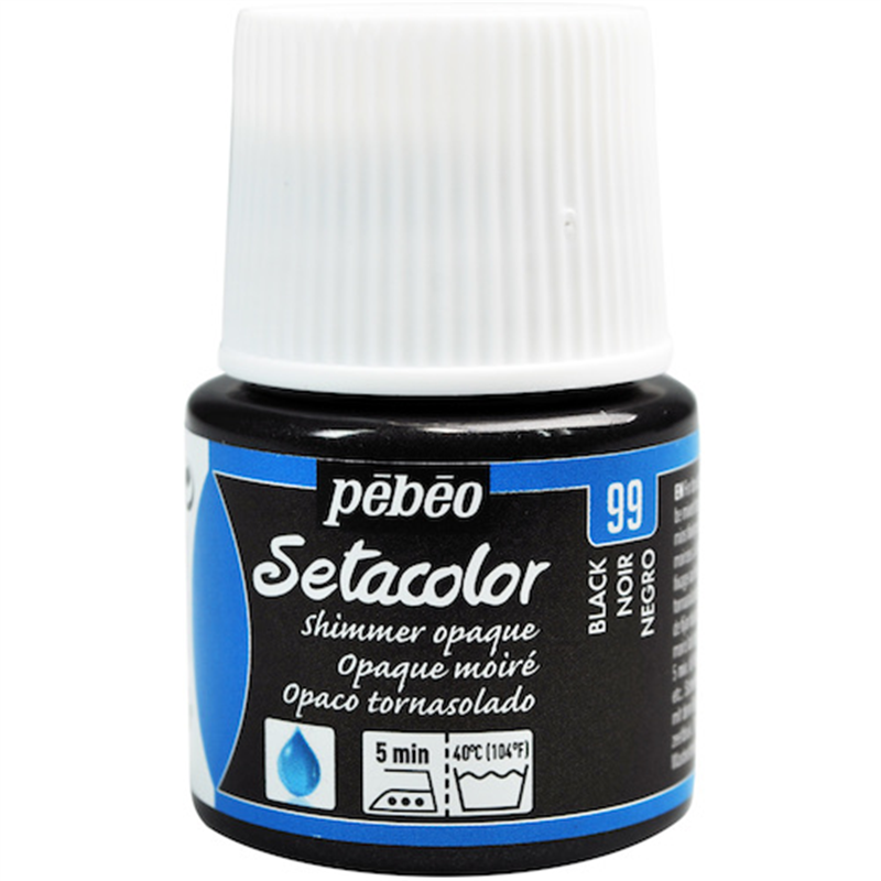 Pebeo 布用水性アクリル絵具セタカラーシマー 45ml ブラック 1本（ご注文単位1本）【直送品】