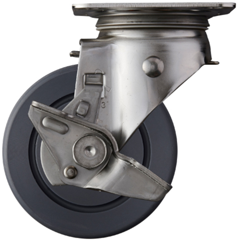 ハンマー ステンレス製プレート式キャスター 自在(ストッパー付) 車輪径100mm MCナイロン Sシリーズ 1個（ご注文単位1個）【直送品】