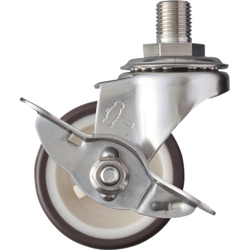 ハンマー ステンレス製ねじ込み式キャスター 自在(ストッパー付) 車輪径50mm ウレタン車輪 1個（ご注文単位1個）【直送品】