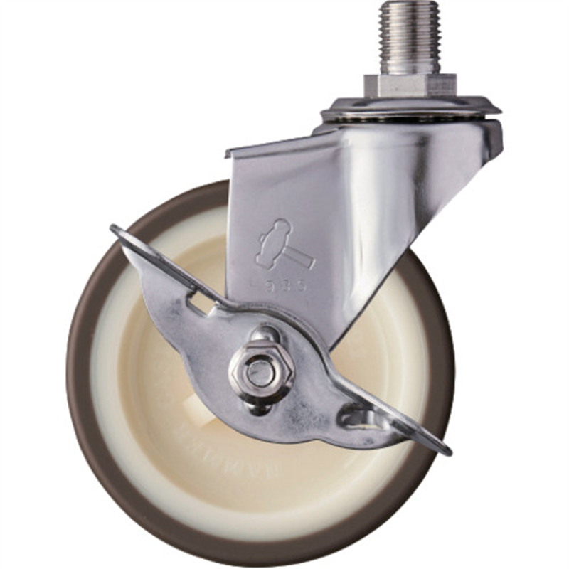 ハンマー ステンレス製ねじ込み式キャスター 自在(ストッパー付) 車輪径75mm ウレタン車輪 1個（ご注文単位1個）【直送品】