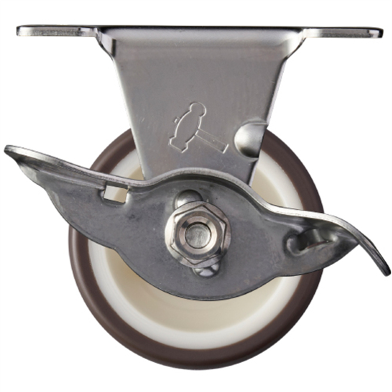 ハンマー ステンレス製プレート式キャスター 固定ストッパー付 車輪径50mm ウレタン車輪 Eシリーズ 1個（ご注文単位1個）【直送品】