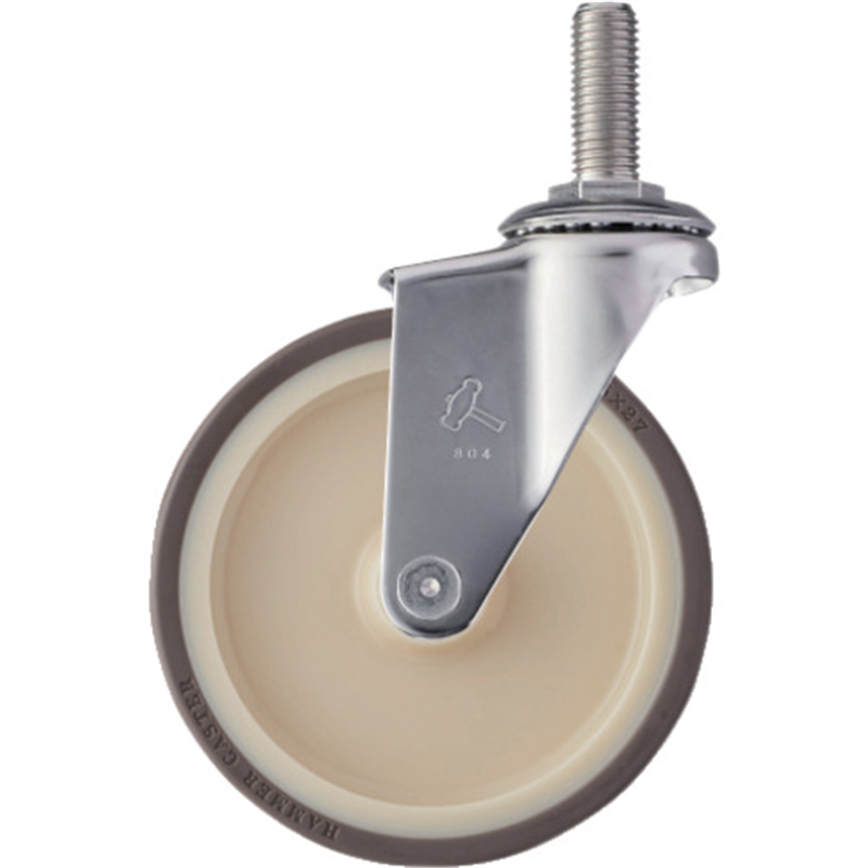 ハンマー ステンレス製ねじ込み式キャスター 320EAシリーズ(ウレタン車・ステンレス金具) 自在 車輪径125mm  1個（ご注文単位1個）【直送品】