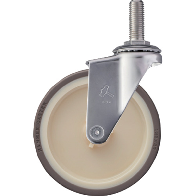 ハンマー ステンレス製ねじ込み式キャスター 320EAシリーズ(ウレタン車・ステンレス金具) 自在 車輪径125mm  1個（ご注文単位1個）【直送品】