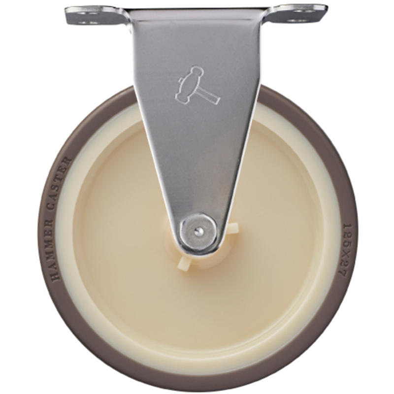 ハンマー ステンレス製プレート式キャスター 固定 車輪径125mm ウレタン車 1個（ご注文単位1個）【直送品】