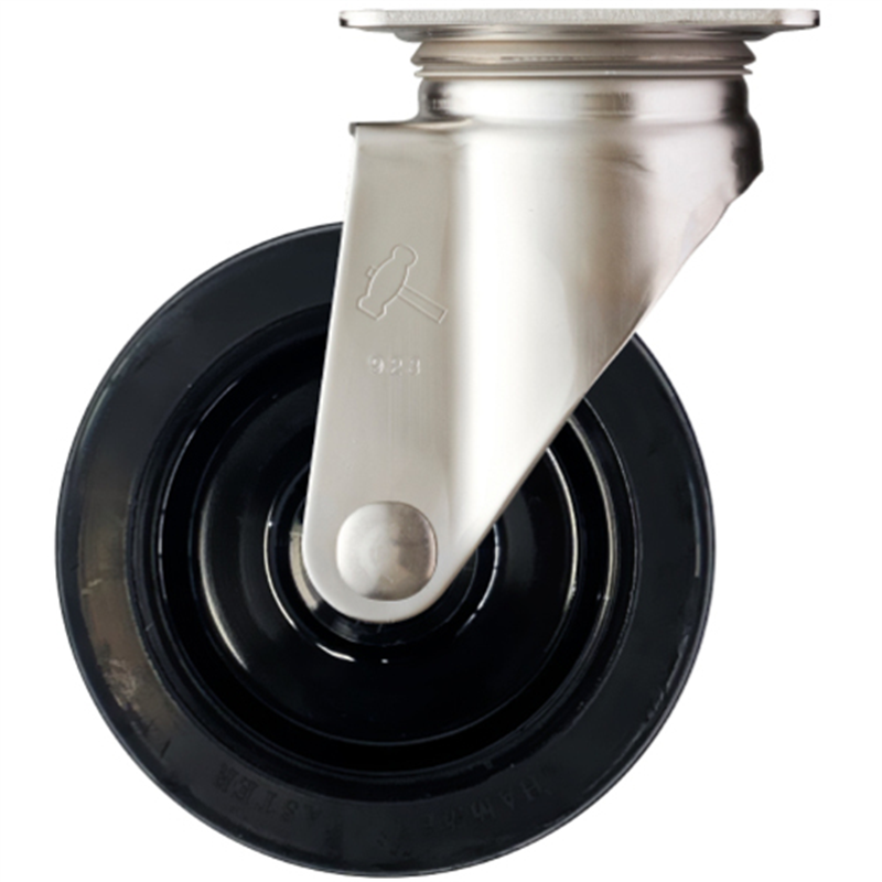 ハンマー Sシリーズオールステンレス 旋回式ゴム車輪(ローラーベアリング)150mm 1個（ご注文単位1個）【直送品】