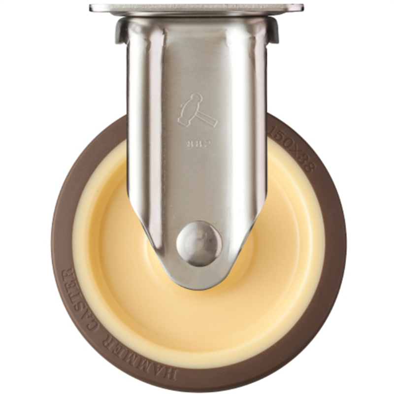 ハンマー ステンレス製プレート式キャスター 固定式ウレタンキャスター(ローラーベアリング入) 車輪径150mm 1個（ご注文単位1個）【直送品】