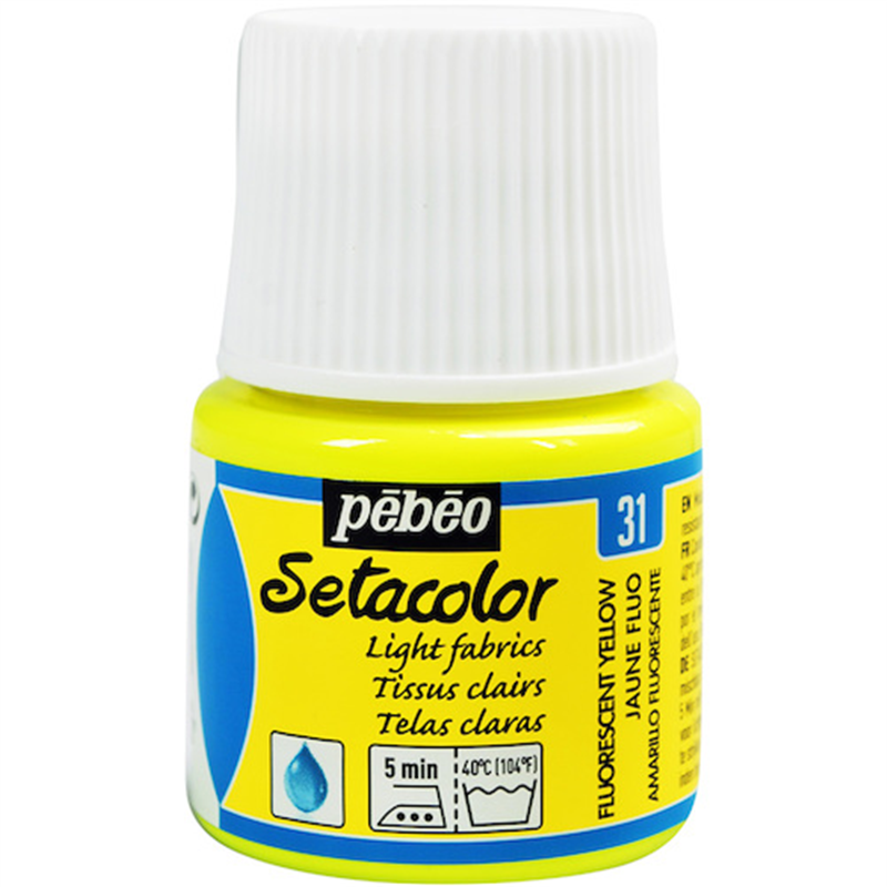 Pebeo 布用水性アクリル絵具セタカラー透明蛍光色 45ml フルレセントイエロー 1本（ご注文単位1本）【直送品】