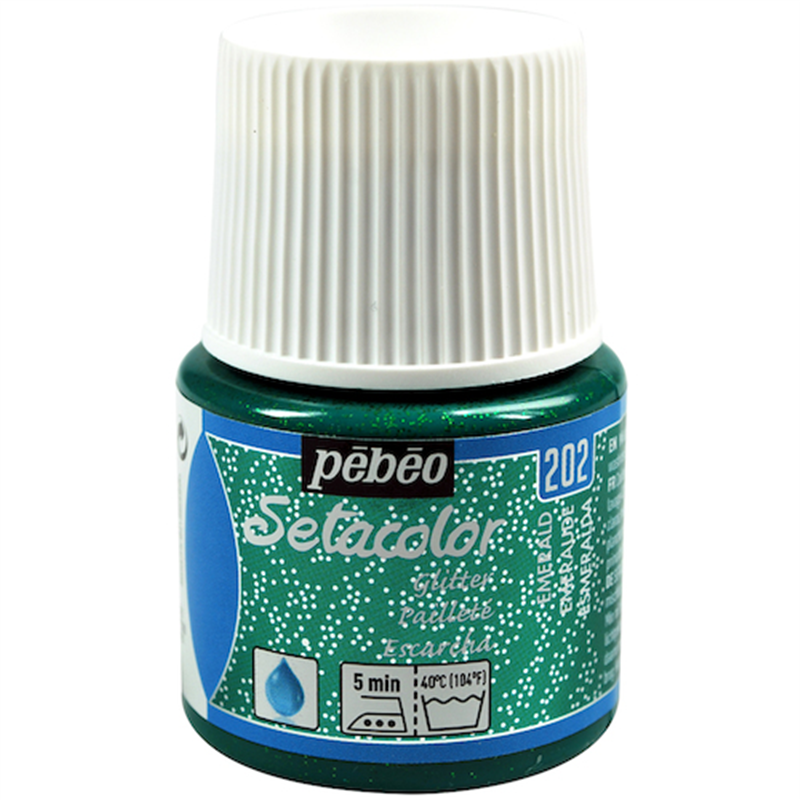 Pebeo 布用水性アクリル絵具セタカラーグリッター 45ml エメラルド 1本(ご注文単位1本)【直送品】