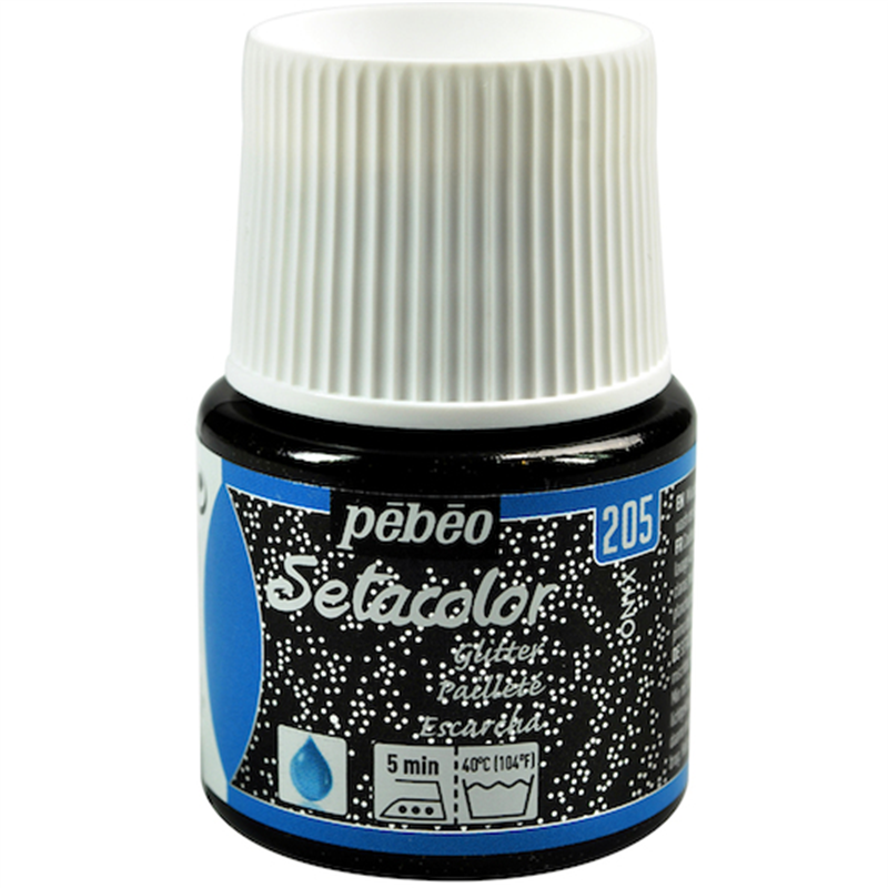 Pebeo 布用水性アクリル絵具セタカラーグリッター 45ml オニキス 1本(ご注文単位1本)【直送品】