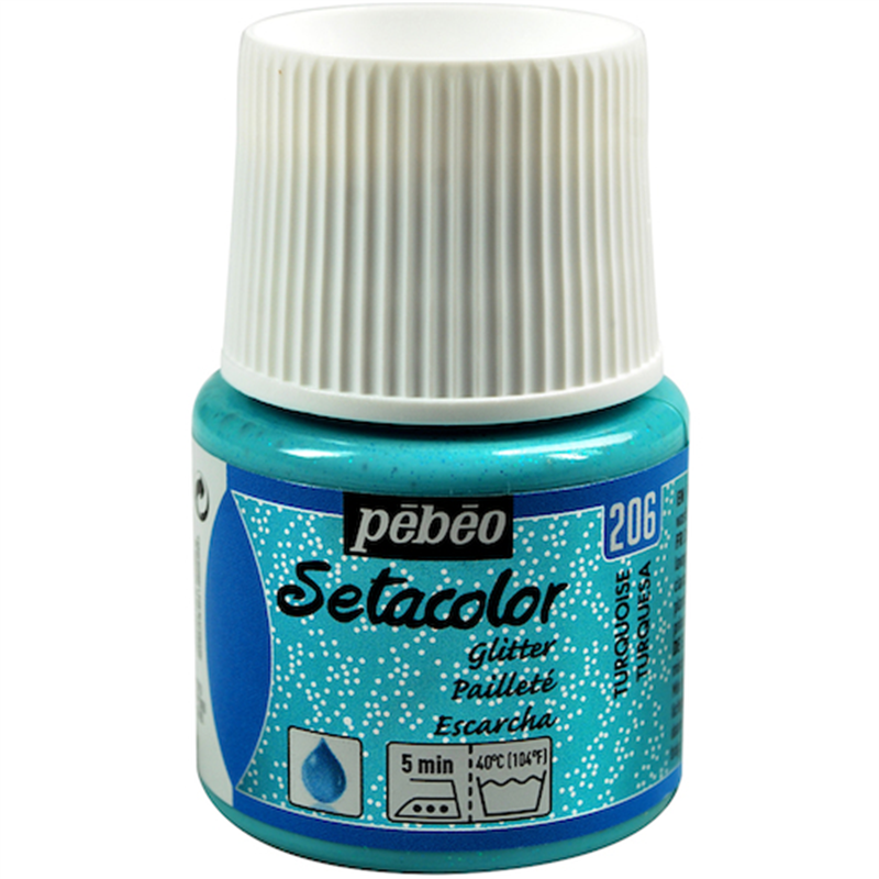 Pebeo 布用水性アクリル絵具セタカラーグリッター 45ml ターコイズ 1本(ご注文単位1本)【直送品】