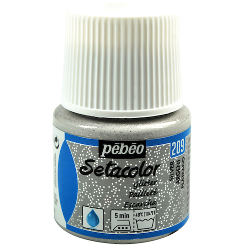 Pebeo 布用水性アクリル絵具セタカラーグリッター 45ml シルバー 1本(ご注文単位1本)【直送品】