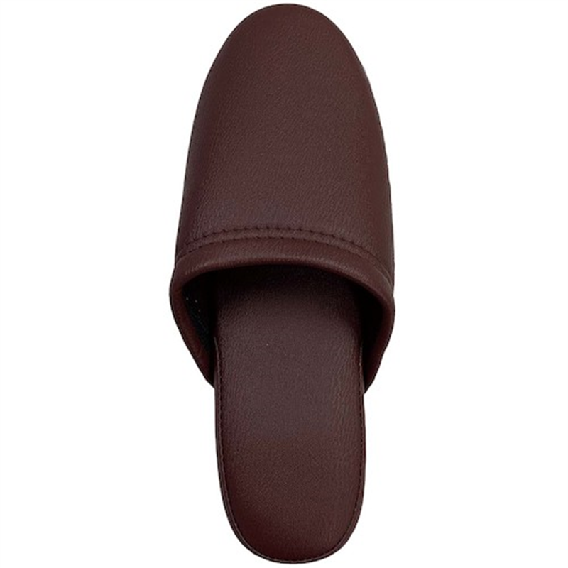 オーミケンシ 抗菌レザー調スリッパ 前閉じ ダークワイン(名入れ可能) 1足（ご注文単位1足）【直送品】