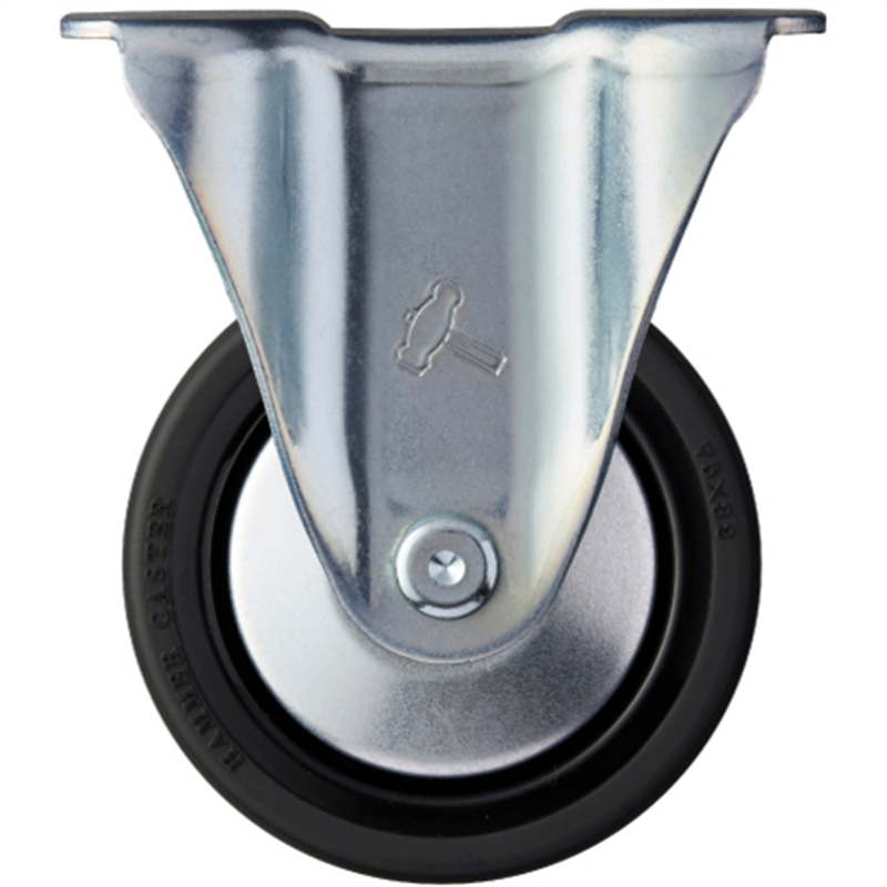 ハンマー プレート式キャスター 固定 車輪径75mm ウレタン車輪(ナイロンホイール・ラジアルボールベアリング) 1個（ご注文単位1個）【直送品】