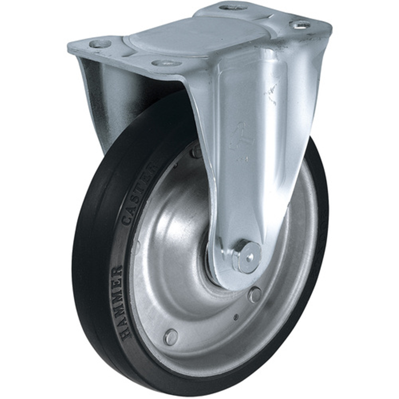ハンマー プレート式キャスター 固定 ゴム車輪(ラジアルボールベアリング入) 車輪径200mm 400S型 1個（ご注文単位1個）【直送品】