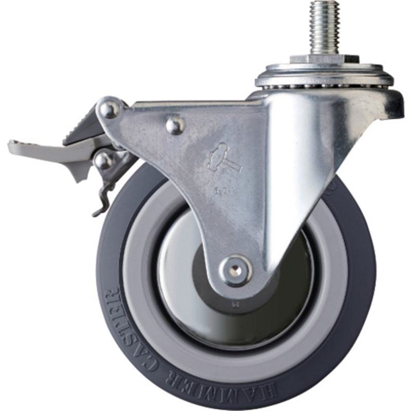 ハンマー ねじ込み式キャスター 自在(トータルロック) 車輪径100mm ウレタン車輪(ナイロンホイール・ベアリング) 1個（ご注文単位1個）【直送品】