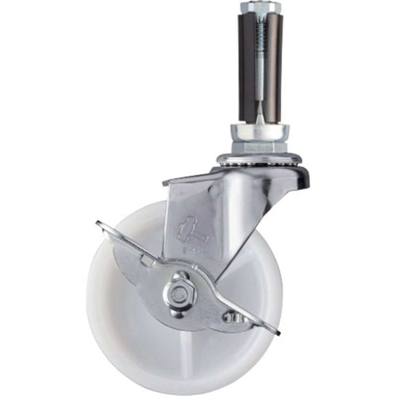 ハンマー パイプ差込み式キャスター 自在(ストッパー付) ナイロン車輪 φ16~18用 1個（ご注文単位1個）【直送品】