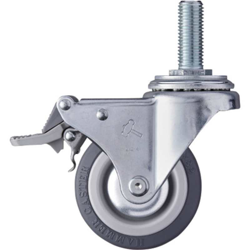 ハンマー ねじ込み式キャスター 自在(ストッパー付・トータルロック) 車輪径75mm ウレタン車輪 1個（ご注文単位1個）【直送品】