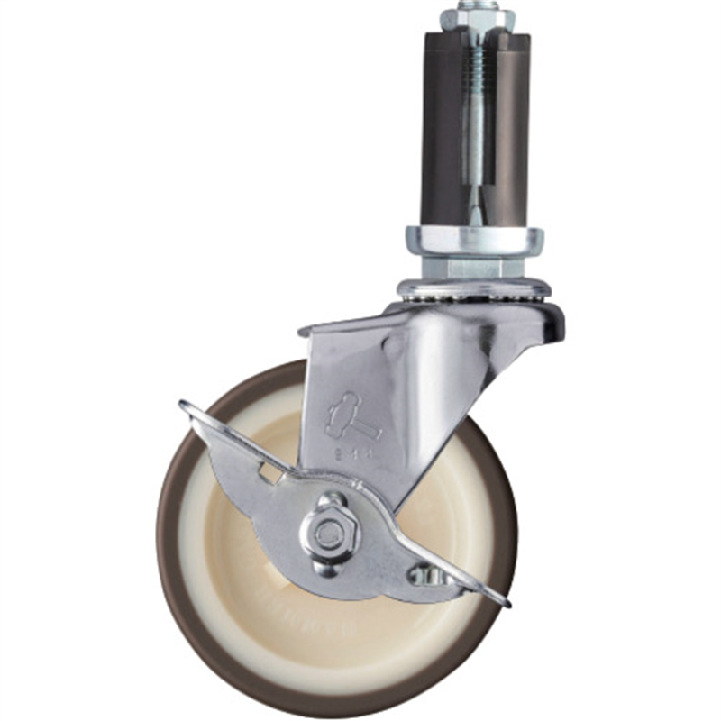 ハンマー パイプ差込み式キャスター 自在(ストッパー付) 車輪径75mm ウレタン車輪(ナイロンホイル) φ22~24用 1個（ご注文単位1個）【直送品】