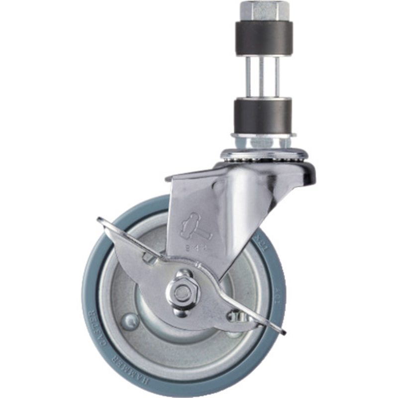 ハンマー パイプ差込み式キャスター 自在(ストッパー付) 車輪径75mm ゴム車輪(スチールホイール) φ22用 1個（ご注文単位1個）【直送品】