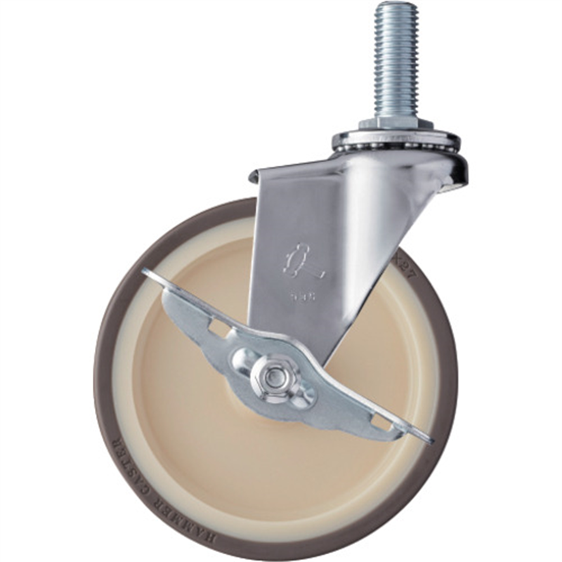 ハンマー ねじ込み式キャスター 415EAシリーズ 旋回式 車輪径125mm ウレタン車輪(ナイロンホイール・ベアリング)ストッパー付 1個（ご注文単位1個）【直送品】