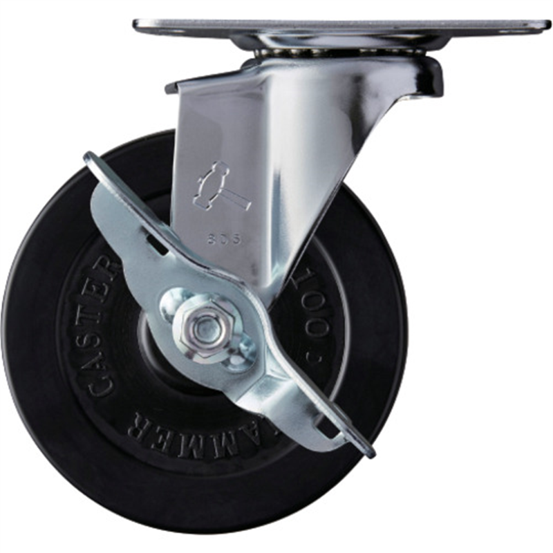 ハンマー プレート式キャスター 自在 車輪径100mm ゴム車輪(ローラーベアリング) Eシリーズ 1個（ご注文単位1個）【直送品】